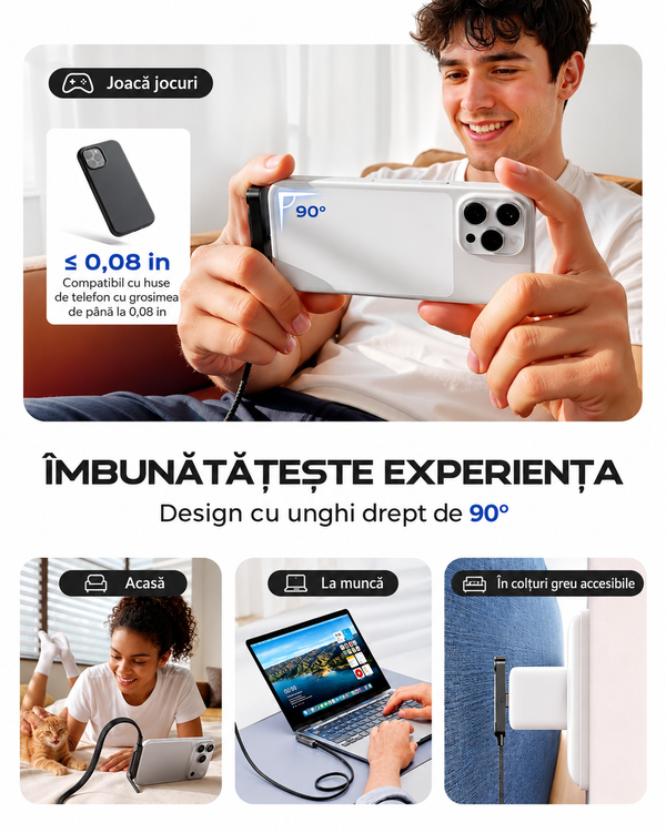 Cablu USB C cu Suport Telefon